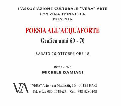 Bari, ''Poesie all'acquaforte'': mostra di grafica anni '60 - '70